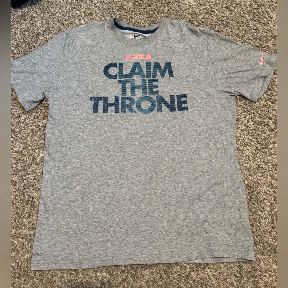 Nike Gray Short Sleeve Tee with Blue and Pink Accents